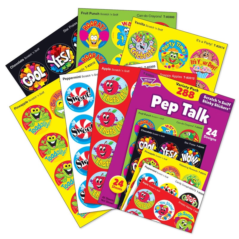 Trend Pep Talk Stinky Stickers Variety Pack by TREND Enterprises, Inc.; 288 ct.; 24 Designs, 8 scents - Image 2